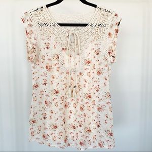 Anthropology Flowery Sheer Top with Cami Size S